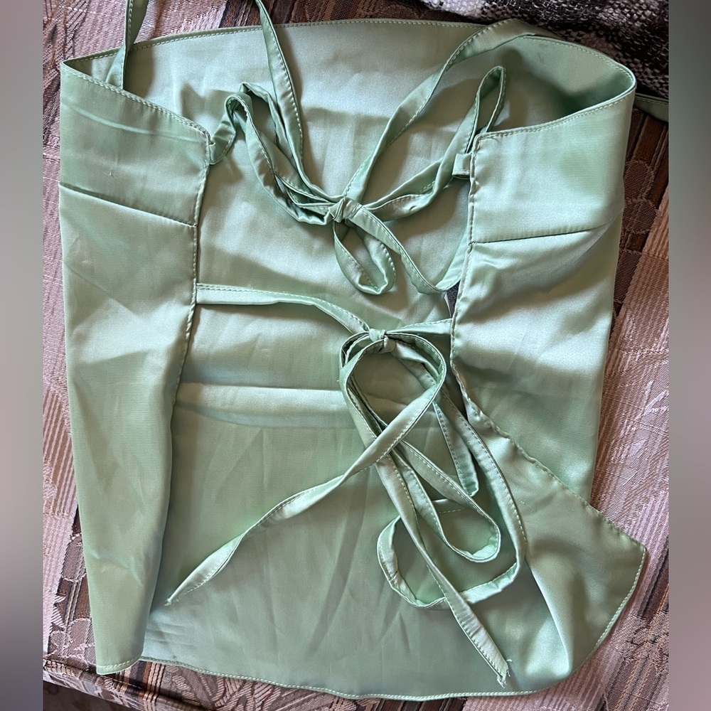 Satin Tie-Back Top in Light Green